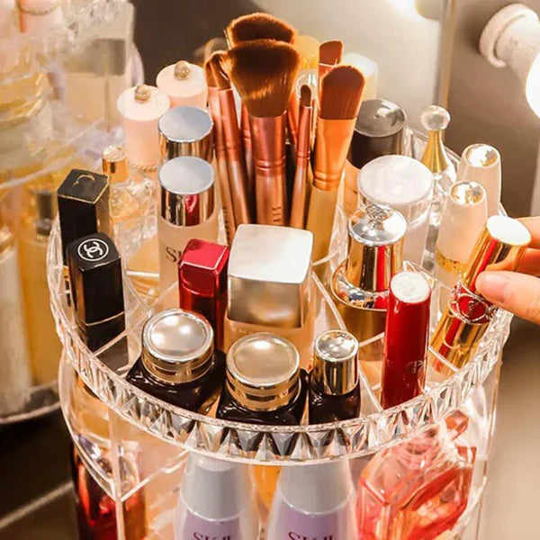 360 Degree Rotating Cosmetic Storage Box Makeup Organizer Cosmetics Storage Rack Fashion Beauty Crystal helf Display Stand