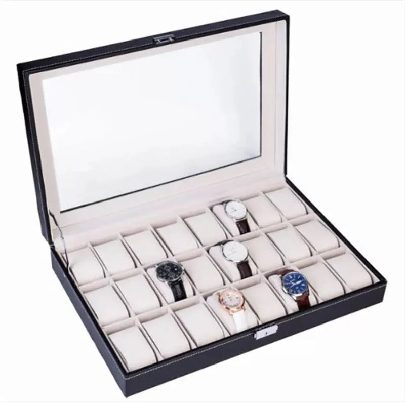 24 Slot Watch Box Organizer Pu Leather Material Best Quality