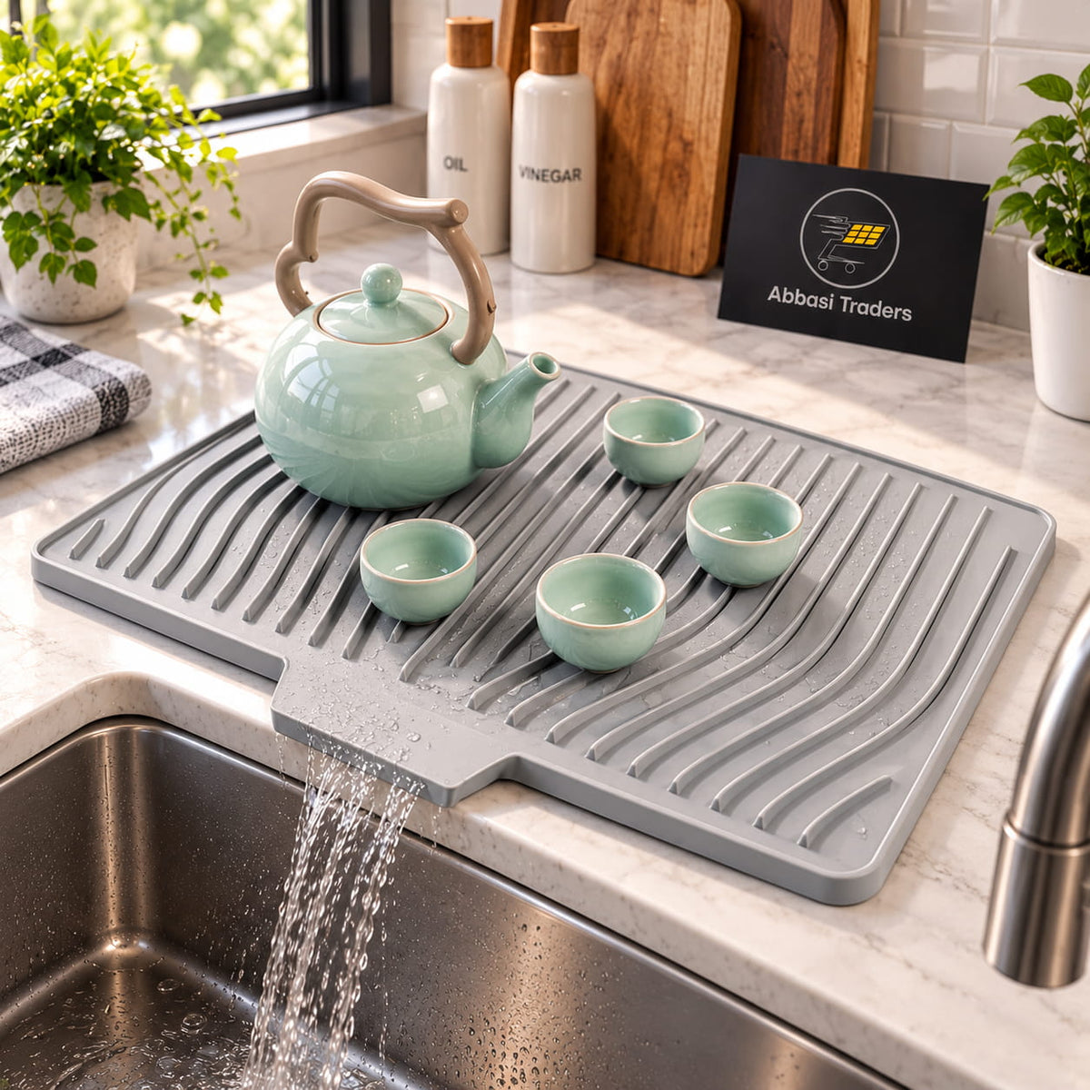 Silicone Dish Drainer Mat for Kitchen Sink & Counter