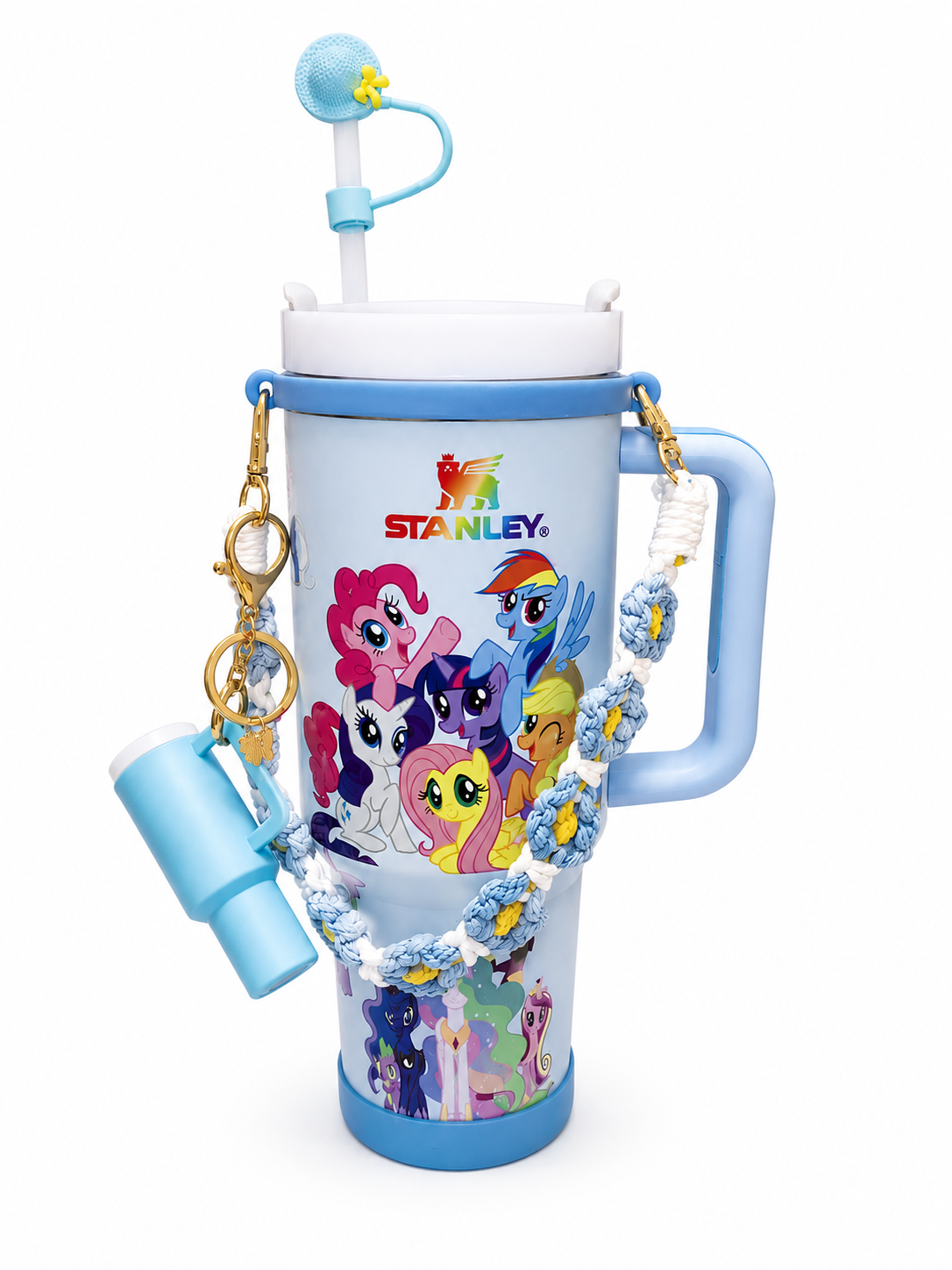Premium 40oz Stainless Steel Insulated Tumbler with Handle, Straw & Cute Accessories | 1.18L Travel Cup