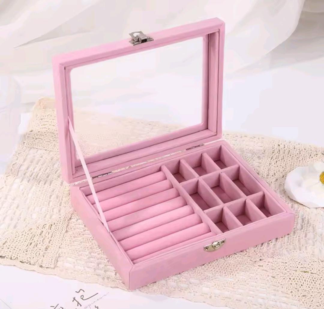 Small Velvet Carrying Case With Cover Jewelry Ring Display Box Tray Holder Storage Box Earrings Ring Bracelet Organizer