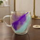 Dried Flower Double Wall Glass Coffee Mug – 250ml