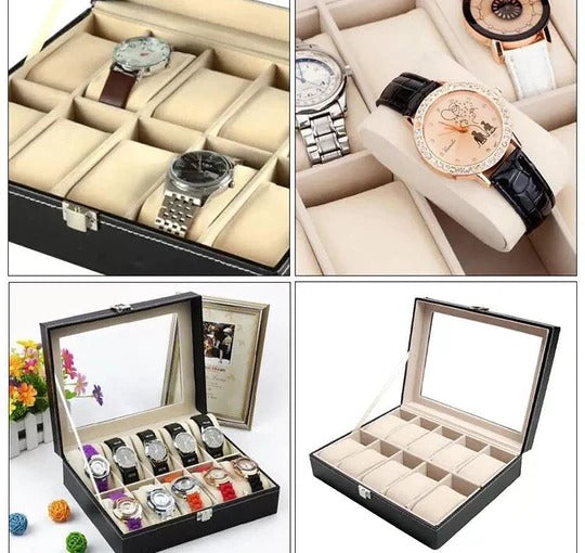 Black PU Leather Watch Storage Box  3 slot / 6 slot / 10 slot / 12 slot available