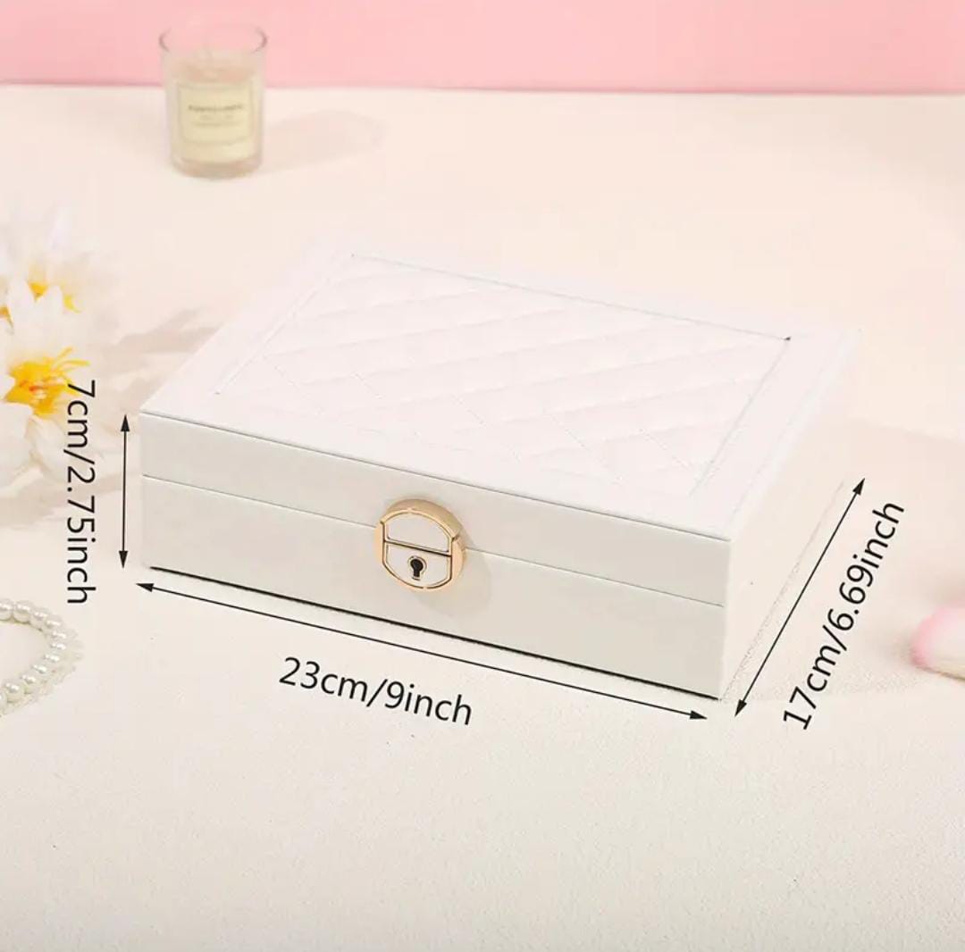 Faux Leather Jewelry Organizer Box Modern Quadrilateral Design for Earrings, , Rings, Necklaces & Bracelets, Multi-Compartment