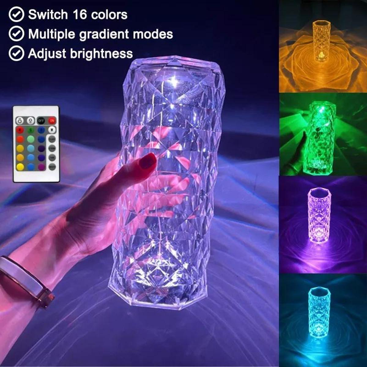 Crystal Table Lamp 16 Colors Night Light