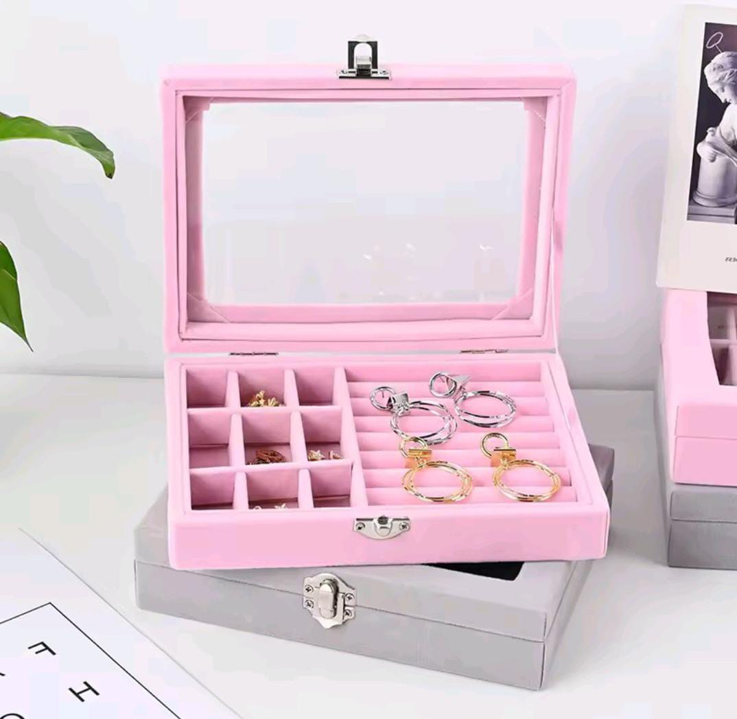 Small Velvet Carrying Case With Cover Jewelry Ring Display Box Tray Holder Storage Box Earrings Ring Bracelet Organizer