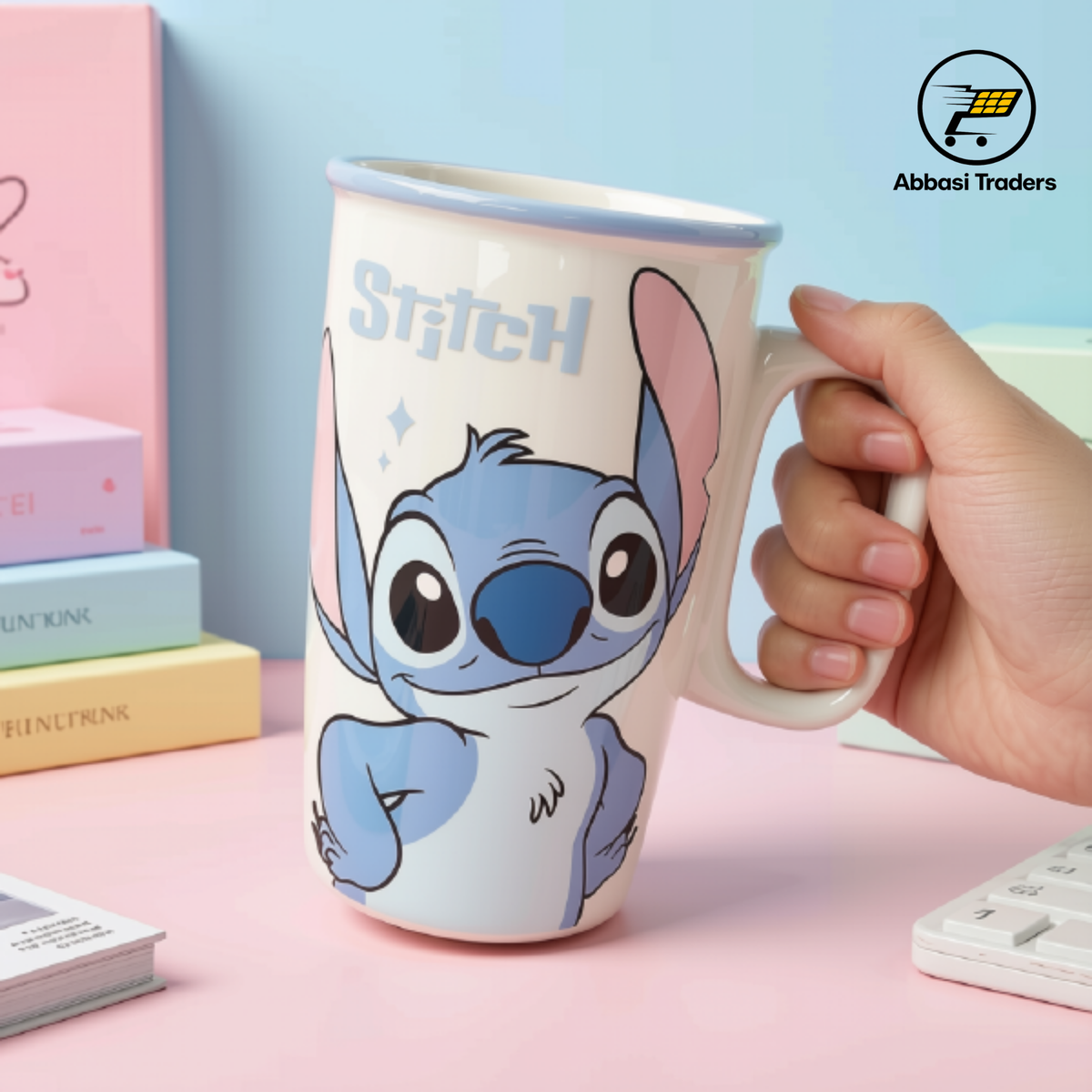 Cartoon Character Ceramic Mug 550 ml – Stitch, Mickey, Minnie, Donald