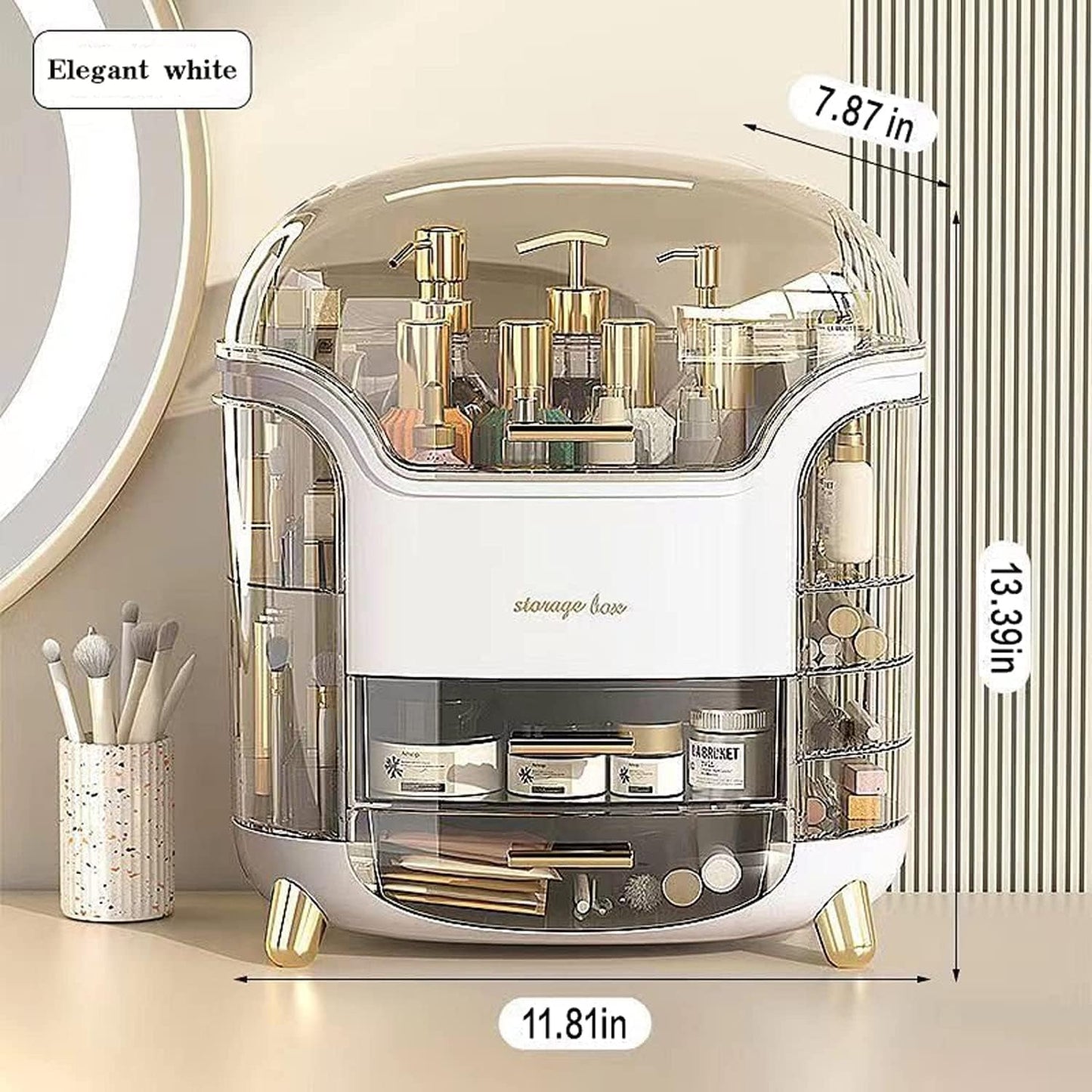 Elegant Acrylic Makeup Organizer with Drawers – Multi-Functional Dustproof Cosmetic Storage Box