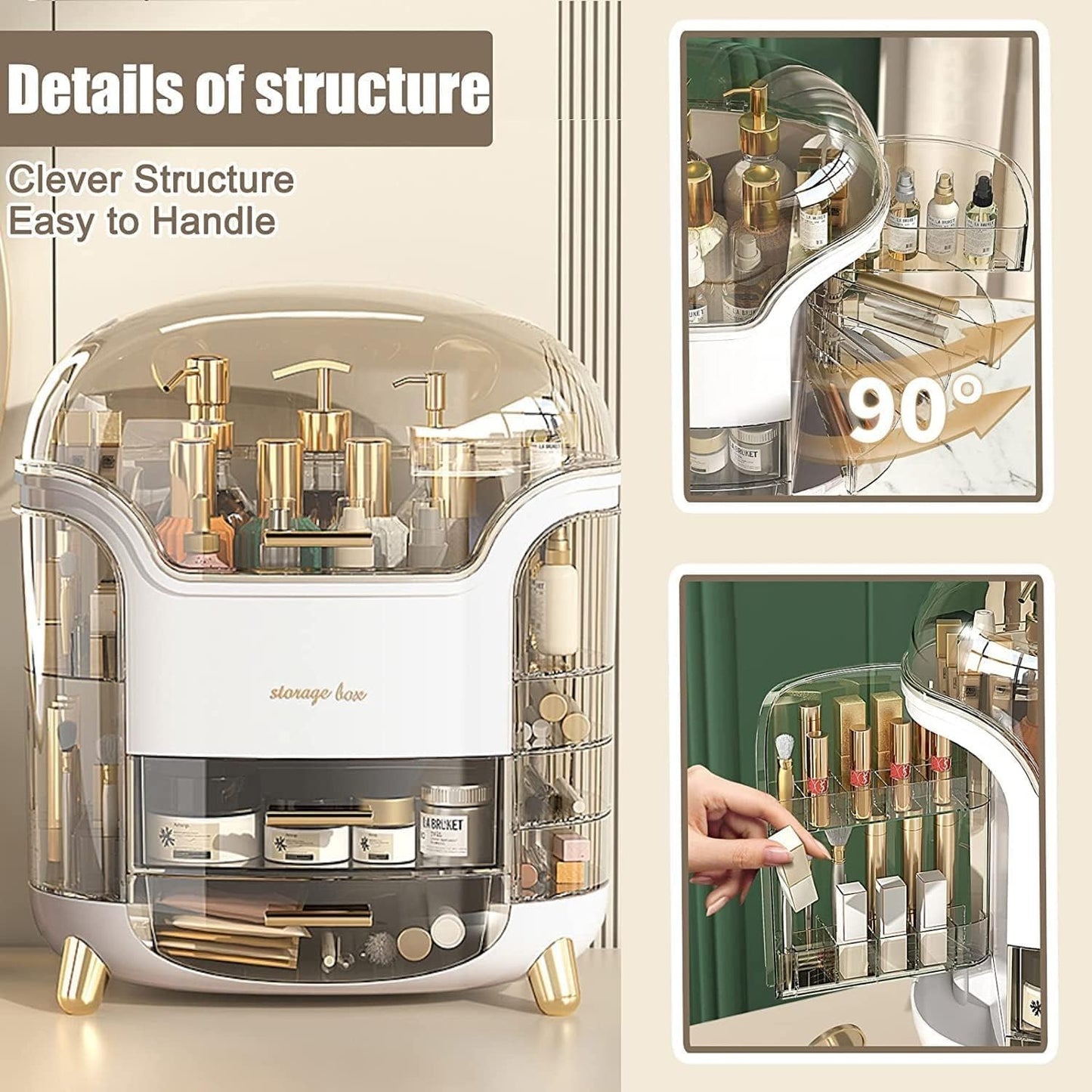 Elegant Acrylic Makeup Organizer with Drawers – Multi-Functional Dustproof Cosmetic Storage Box