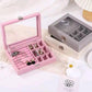 Small Velvet Carrying Case With Cover Jewelry Ring Display Box Tray Holder Storage Box Earrings Ring Bracelet Organizer