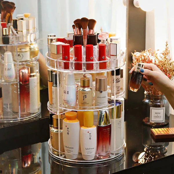 360 Degree Rotating Cosmetic Storage Box Makeup Organizer Cosmetics Storage Rack Fashion Beauty Crystal helf Display Stand
