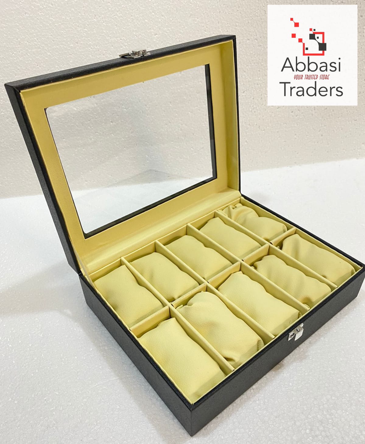 Watch Box Storage Case Organizer Smart Watches Box Black With Glass cuba  Top 3 Slot, 6 slot , 10 slot , 12 Slot Available