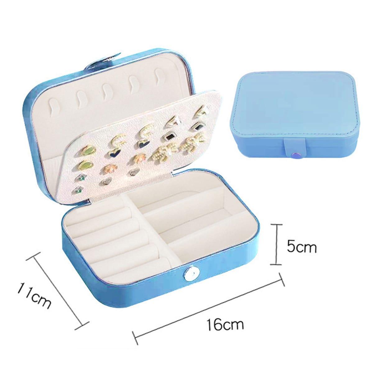 Portable Jewelry Storage Box Travel Organizer Jewelry Case Leather Storage Earrings Necklace Ring Jewelry Organizer Display