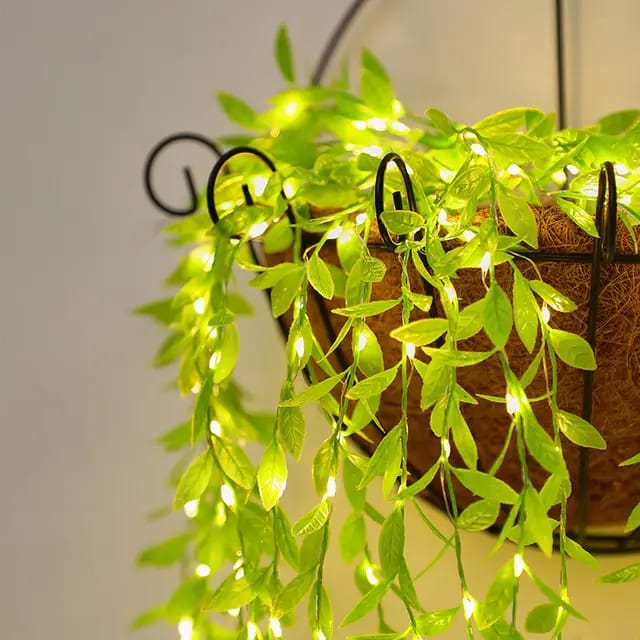 Artificial Vine Leaf Curtain LED String Copper Light, 200 LEDs, 8 Modes, Adjustable Brightness, AC Plug, 3x1m- Ideal for Bedroom, Garden & Birthday Decor (Warm White, 3x1Meter)
