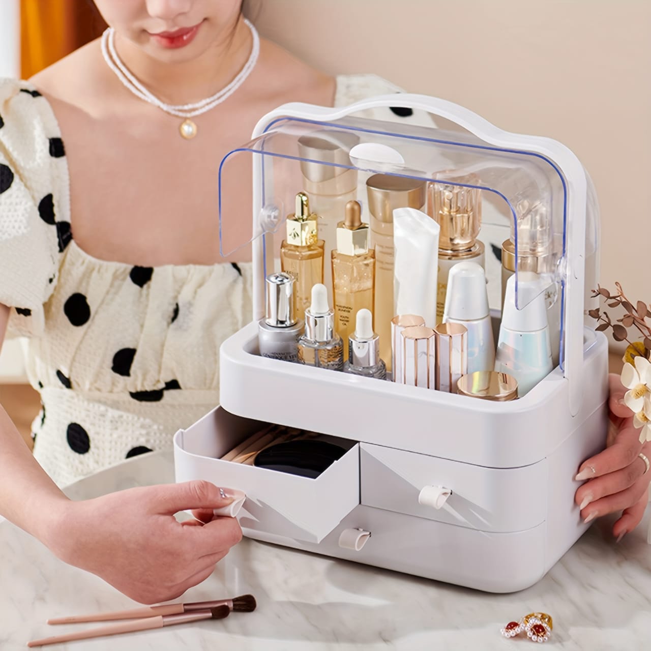 Cosmetic Organizer Countertop Organizer For Makeup And Drawer Countertop Waterproof And Dustproof Skin Care Organizer