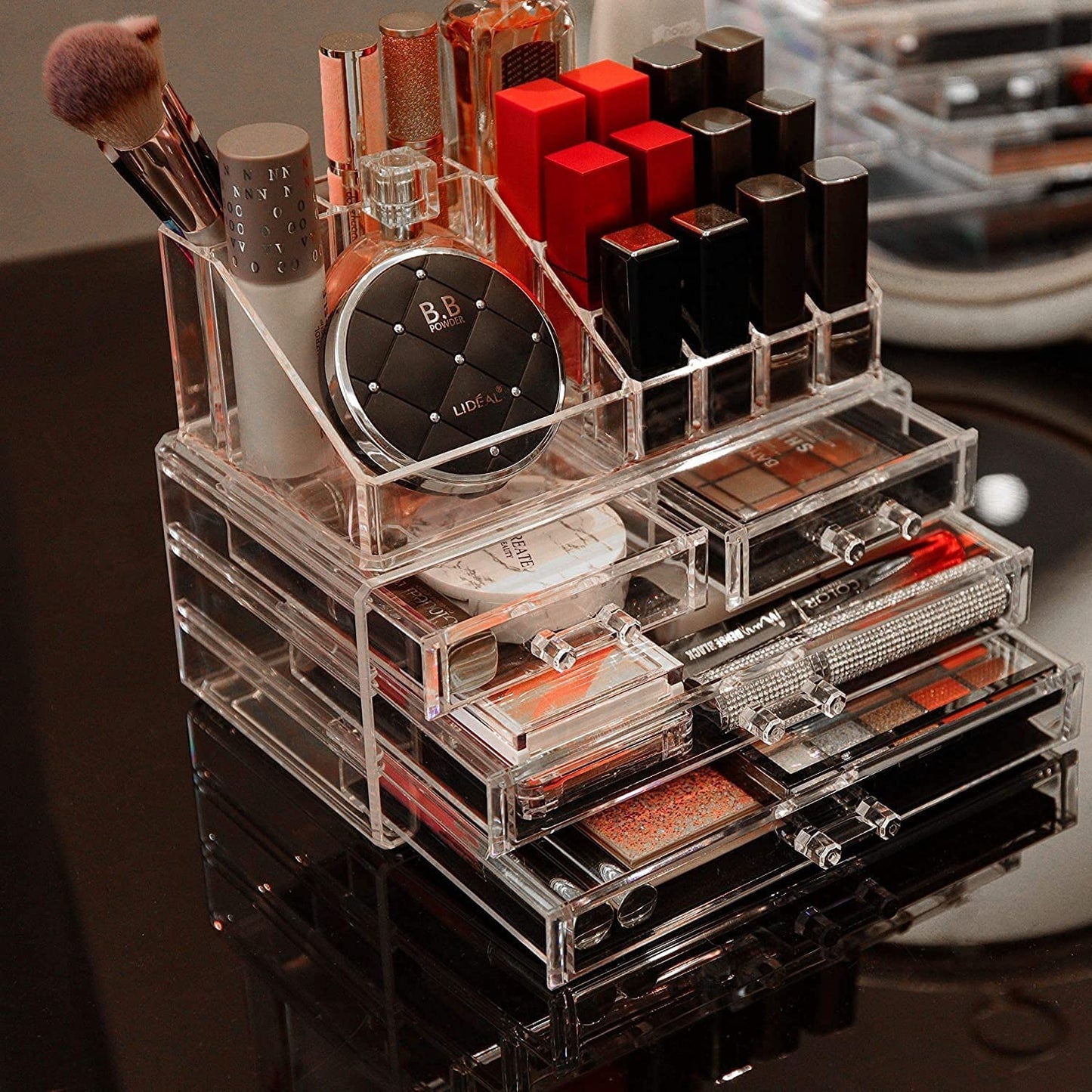 Makeup Organizer and Storage For Vanity,Large Acrylic Cosmetics Display Cases 3 layer