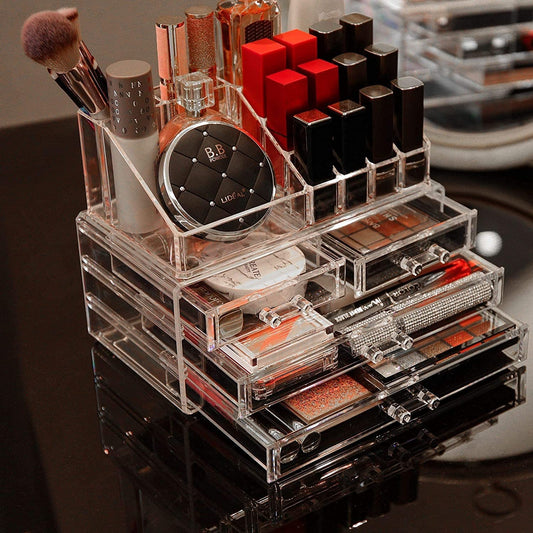 Makeup Organizer and Storage For Vanity,Large Acrylic Cosmetics Display Cases 3 layer