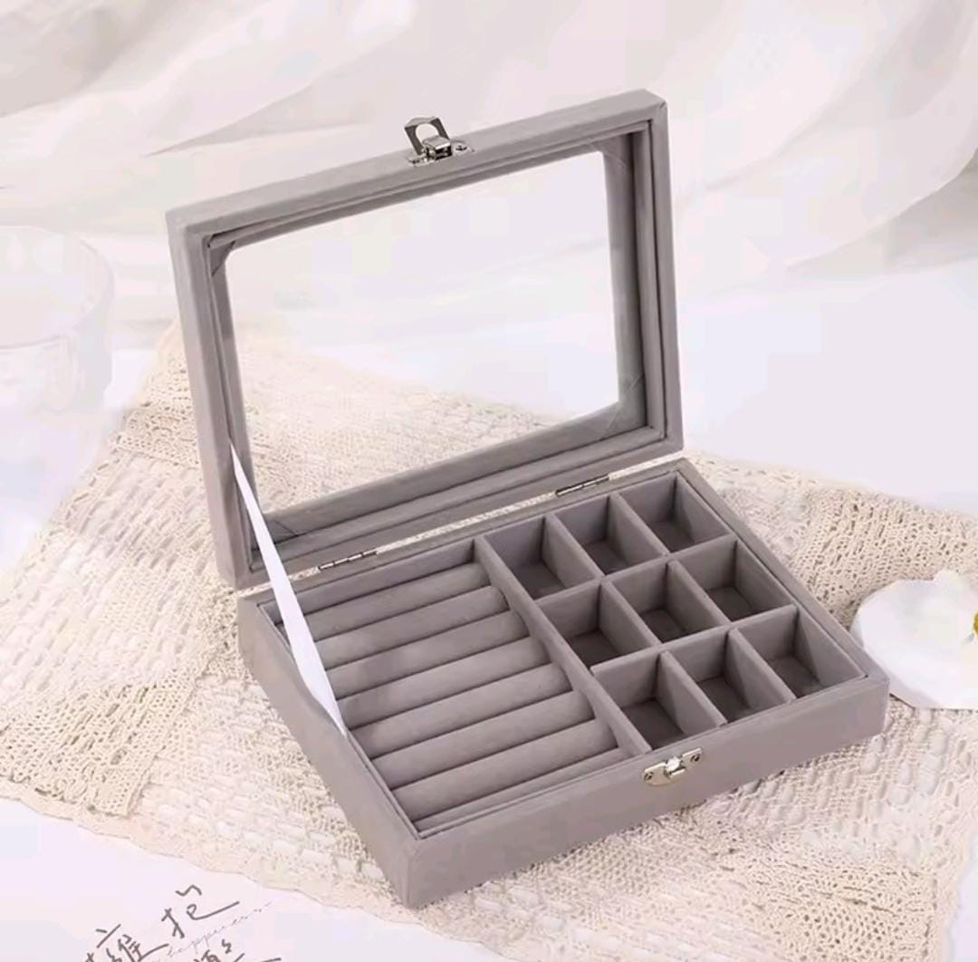 Small Velvet Carrying Case With Cover Jewelry Ring Display Box Tray Holder Storage Box Earrings Ring Bracelet Organizer