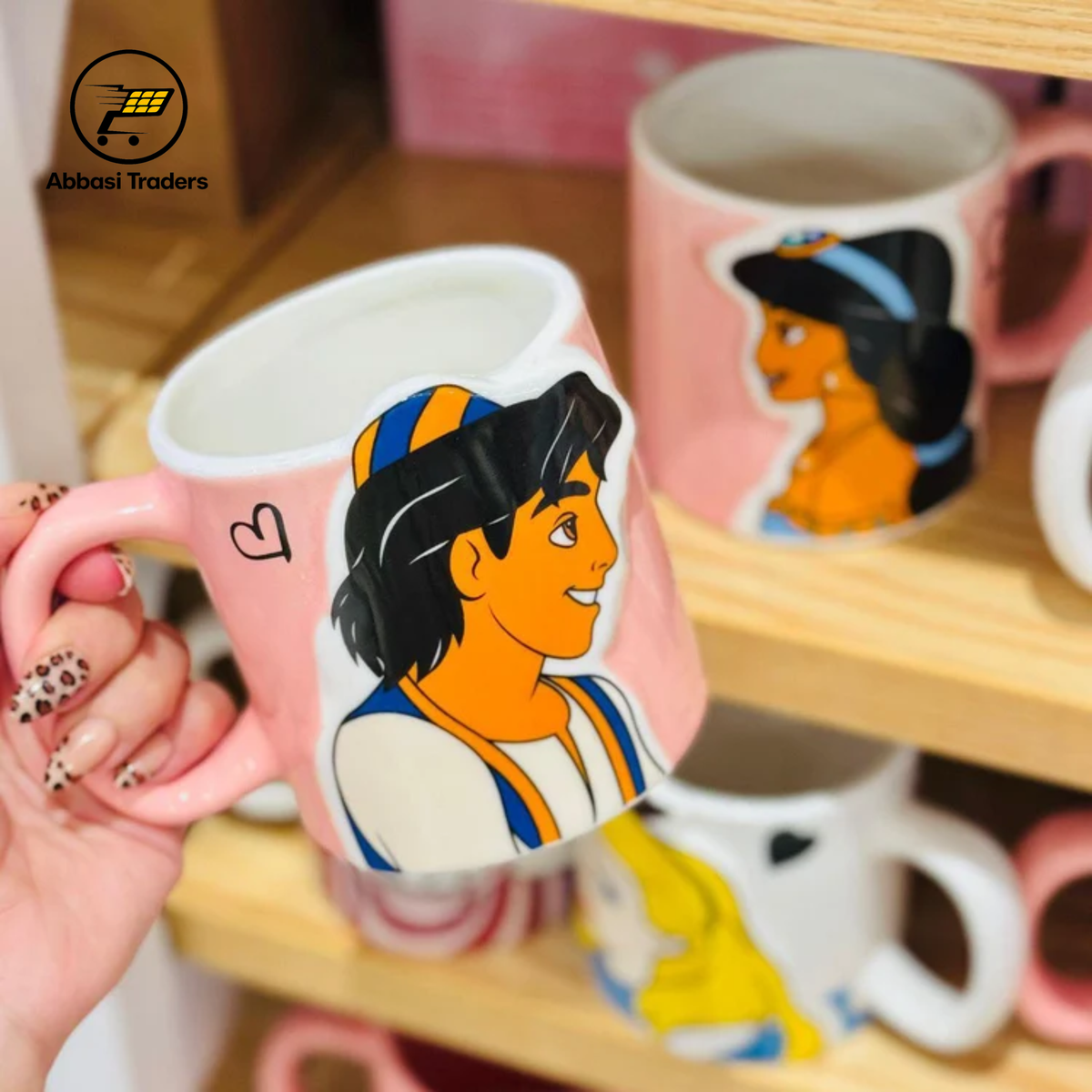 Aladdin & Jasmine Couple Ceramic Mug Set – 2 Pcs, 300ml