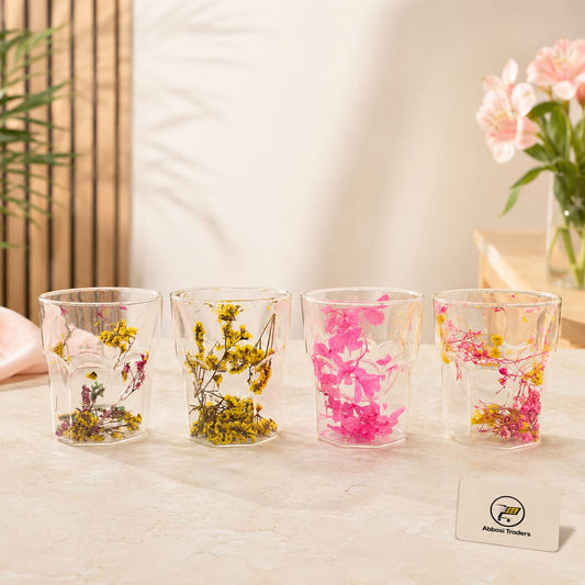 Dried Flower Double Wall Drinking Glass 250 ML
