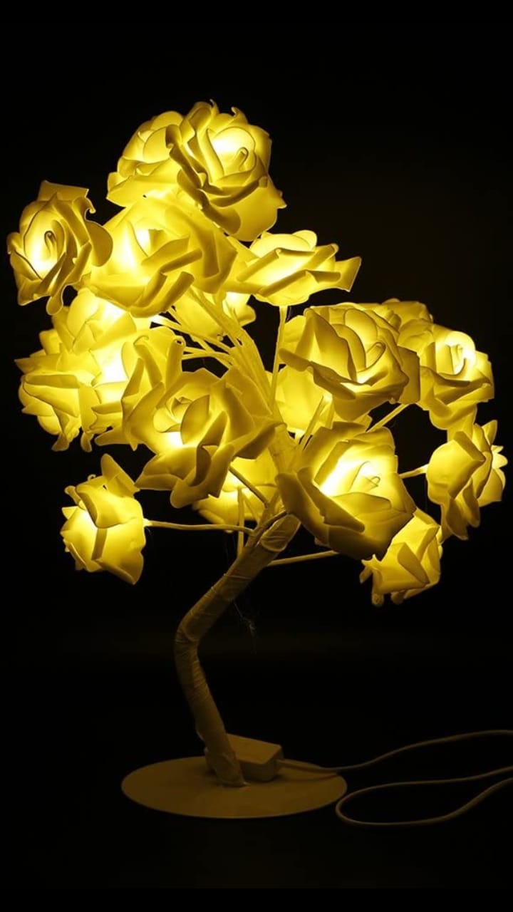 Rose Flower Table Lamp, Valentine Tree Fairy Lights 24LED Rose Flower Tree Lights