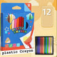 Pack of 12 Art Supply Childs Plastic Crayon with box