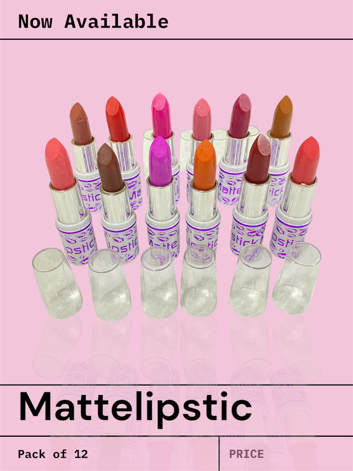 Pack of 12 Matte lipstick Vibrant Colors Water Proof