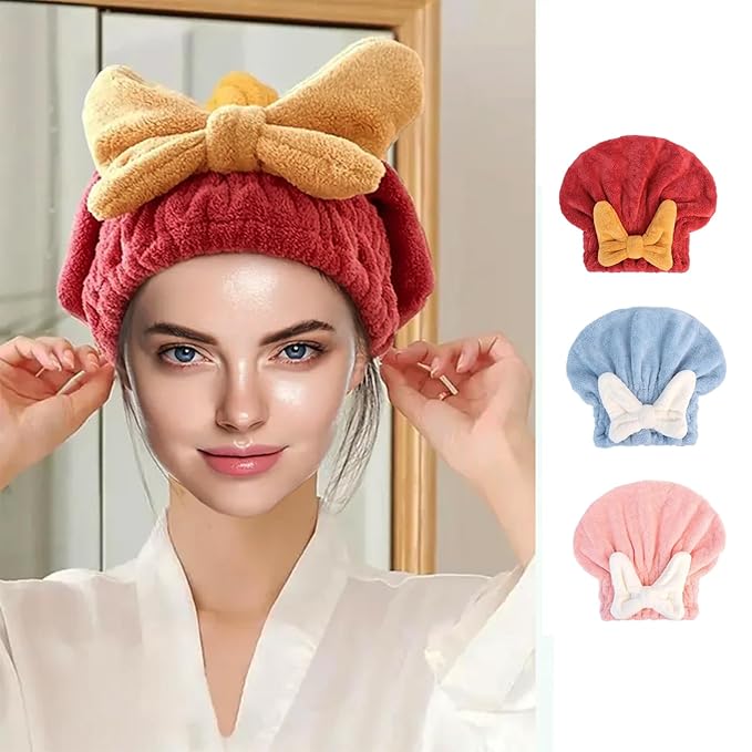 Microfiber Hair Drying Cap (Pack of 2)