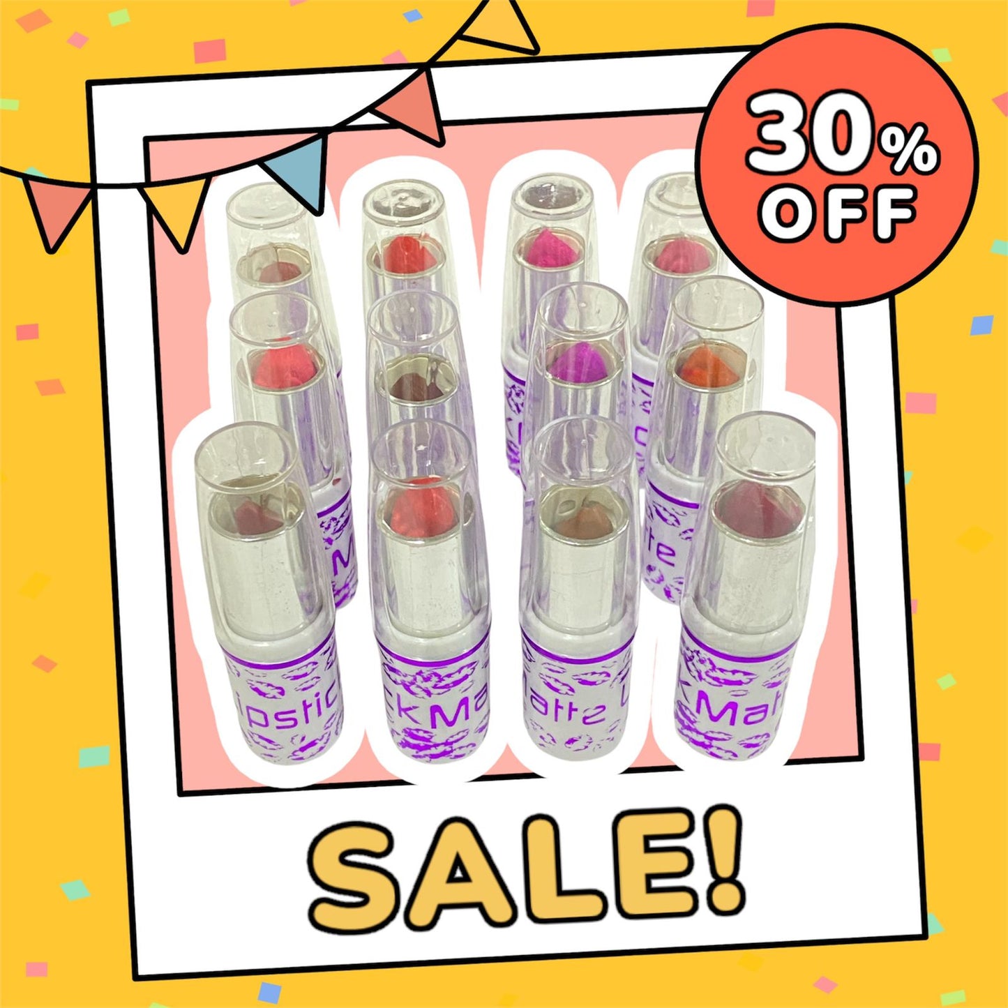 Pack of 12 Matte lipstick Vibrant Colors Water Proof