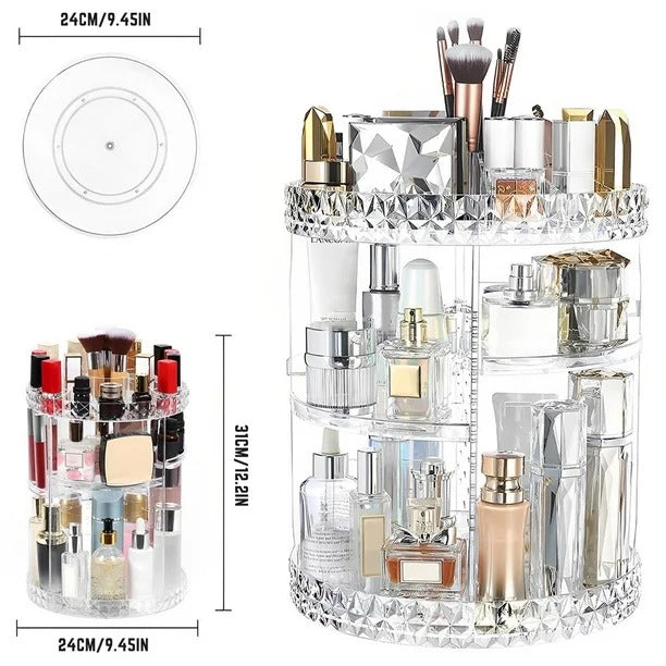 360 Degree Rotating Cosmetic Storage Box Makeup Organizer Cosmetics Storage Rack Fashion Beauty Crystal helf Display Stand