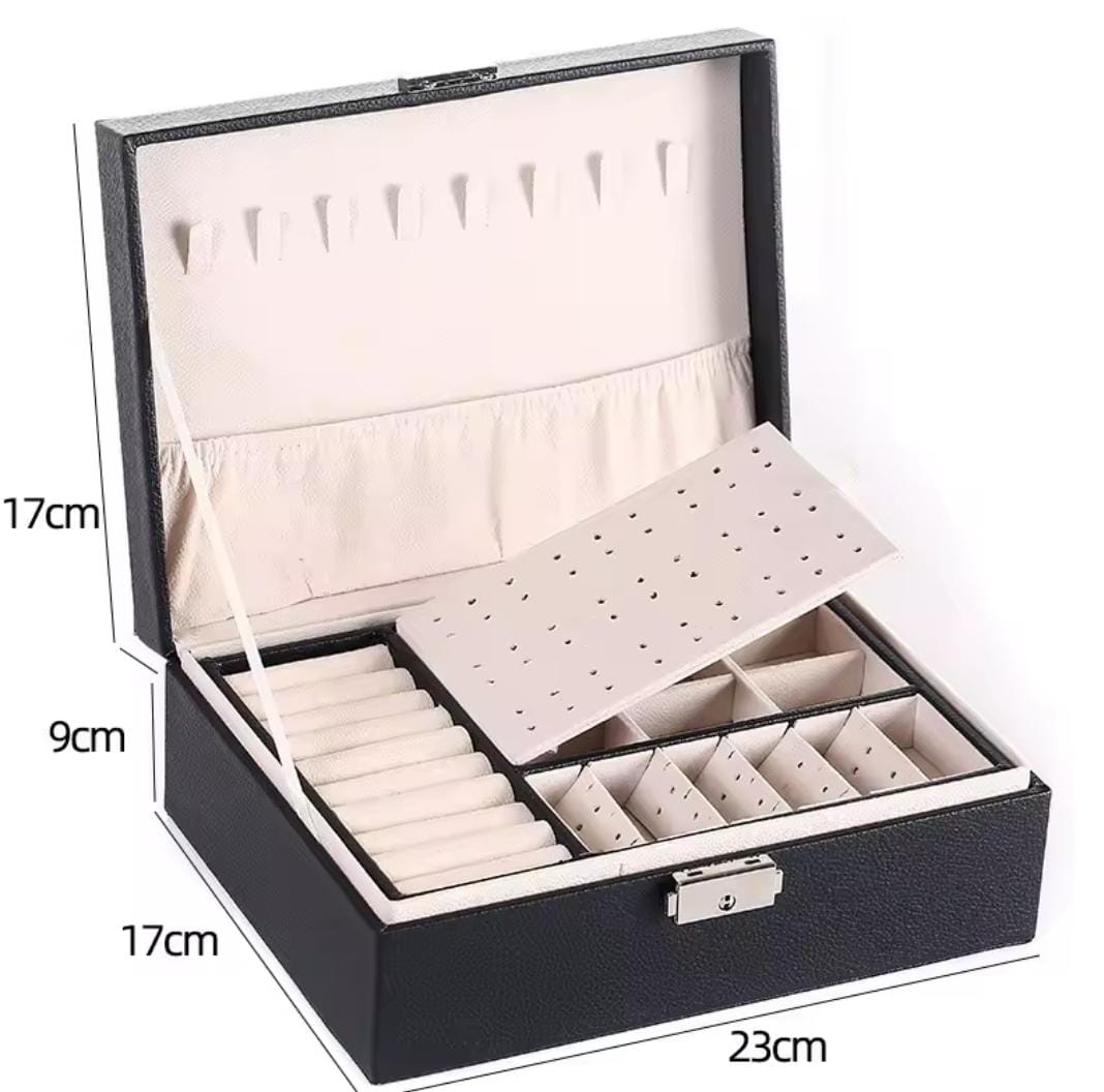 New Double-Layer Faux Leather Jewelry Box Jewelry Storage Box Large Space Jewelry Holder Gift