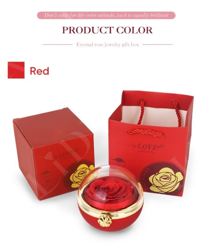 Rotating Rose Necklace or Ring Jewelry Storage Box (Necklace and Ring Not included)