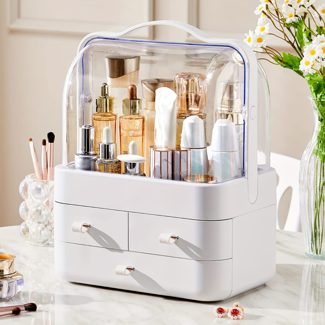 Cosmetic Organizer Countertop Organizer For Makeup And Drawer Countertop Waterproof And Dustproof Skin Care Organizer