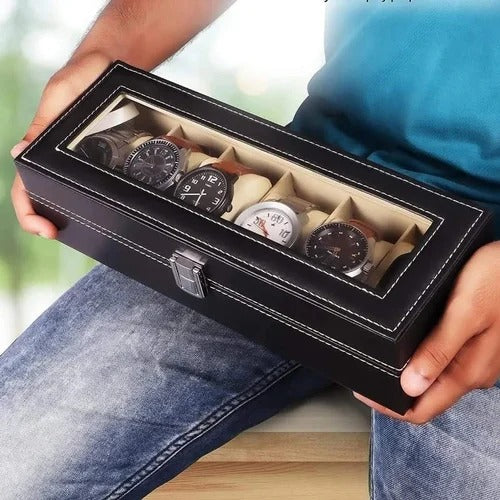 Black PU Leather Watch Storage Box  3 slot / 6 slot / 10 slot / 12 slot available