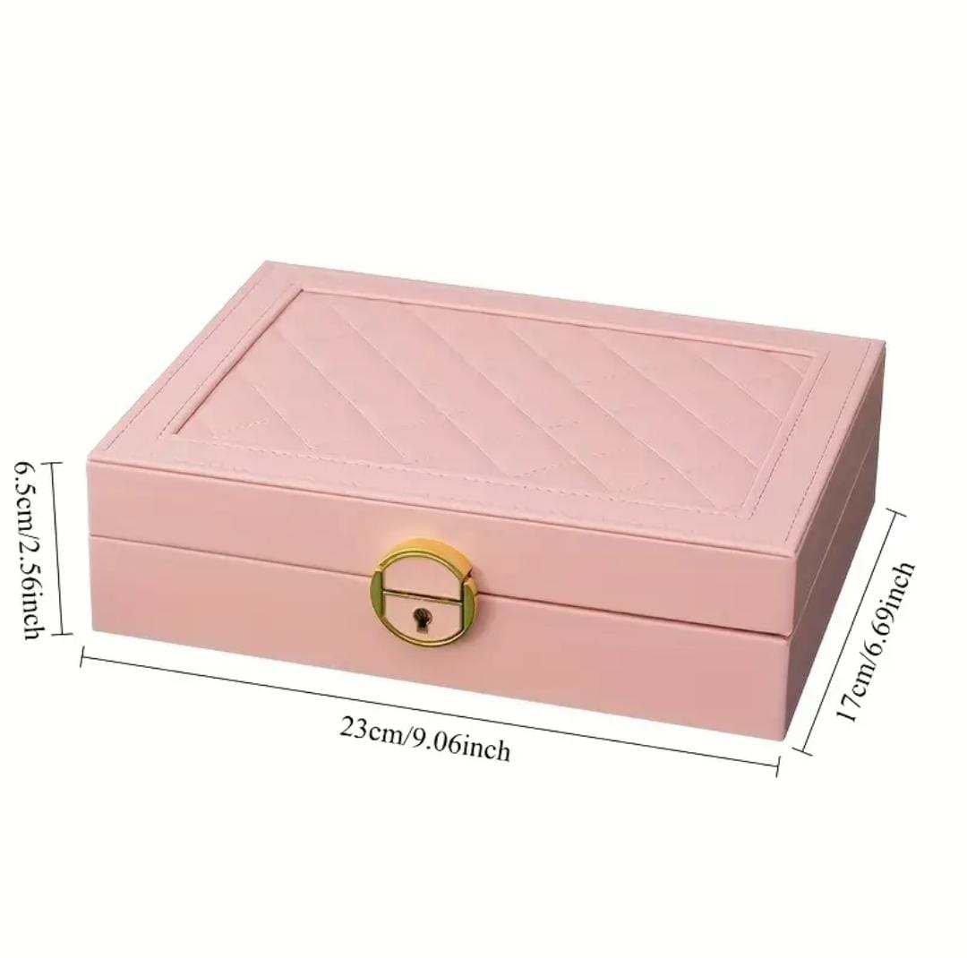 Faux Leather Jewelry Organizer Box Modern Quadrilateral Design for Earrings, , Rings, Necklaces & Bracelets, Multi-Compartment