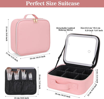 Travel Makeup organizer With 3 Changing LED Light (Makeup not included )