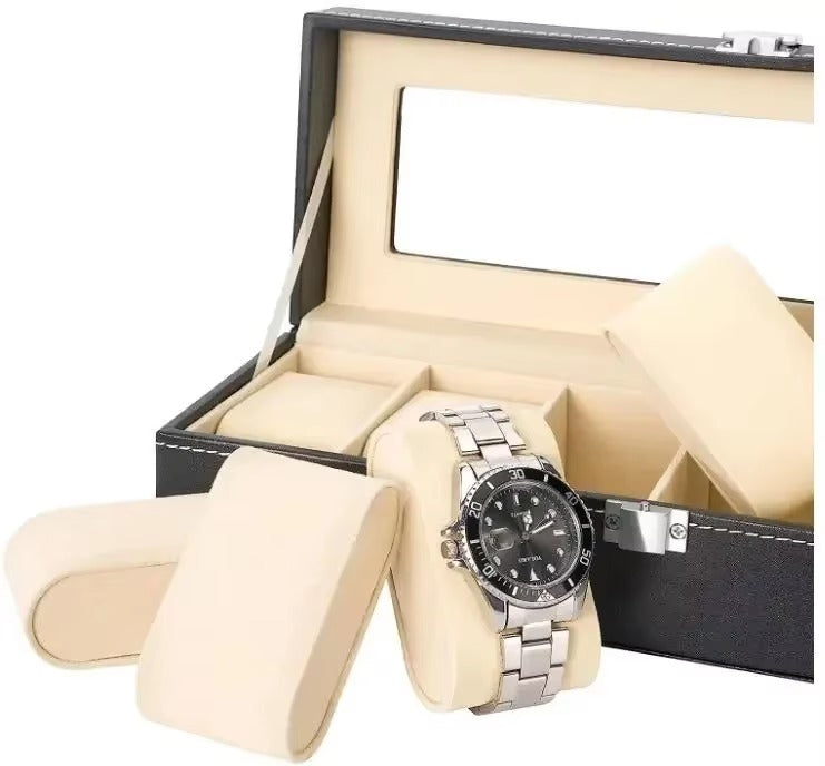 6 Slot Watch Boxes Organizer Pu Leather Material Best Quality