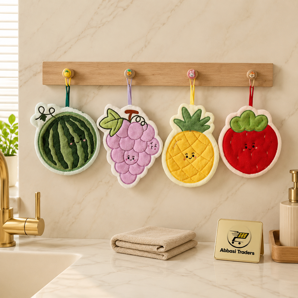 Cute Fruit Shaped Microfiber Hanging Hand Towels for Kitchen