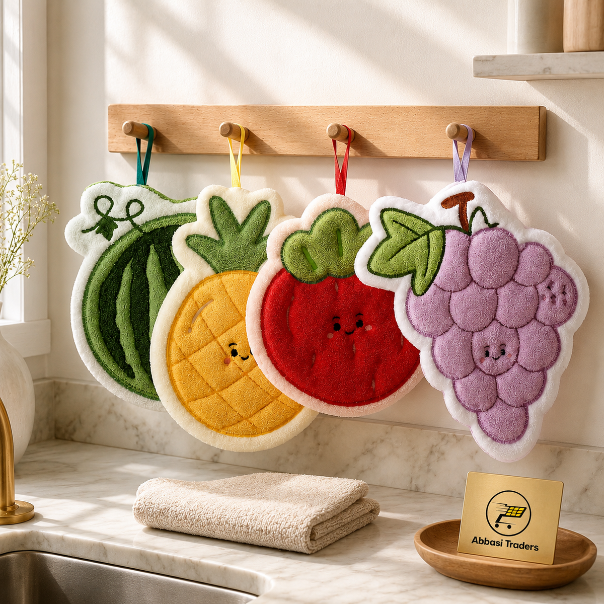 Cute Fruit Shaped Microfiber Hanging Hand Towels for Kitchen