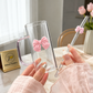 Cute Coquette Bow Glass Tumbler with Handle, Lid & Straw