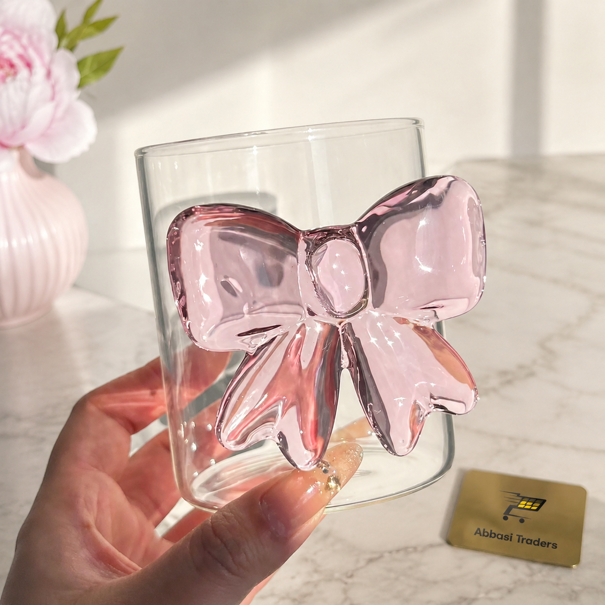 Cute Pink Bow Glass Cup – Coquette Aesthetic Drinking Glass (1 Pc)