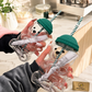 Cute Bear Barista Glass Tumbler with Lid & Straw