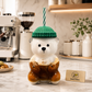Cute Bear Barista Glass Tumbler with Lid & Straw