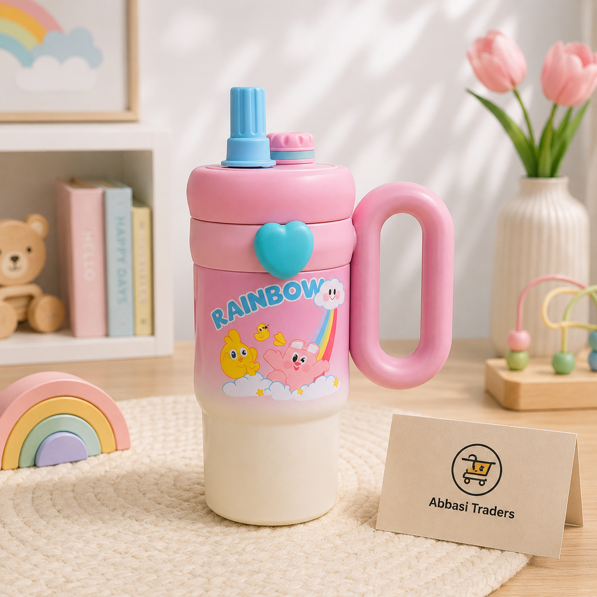 850ml Kids Insulated Tumbler with Handle & Straw | Stainless Steel Bottle