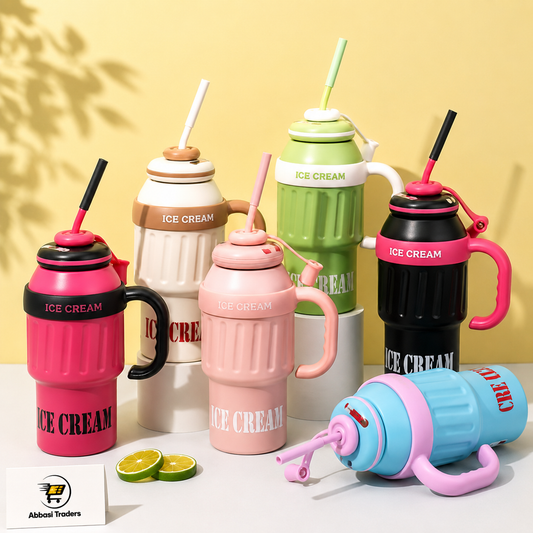 Stainless Steel Insulated Tumbler with Handle & Straw  1000ml