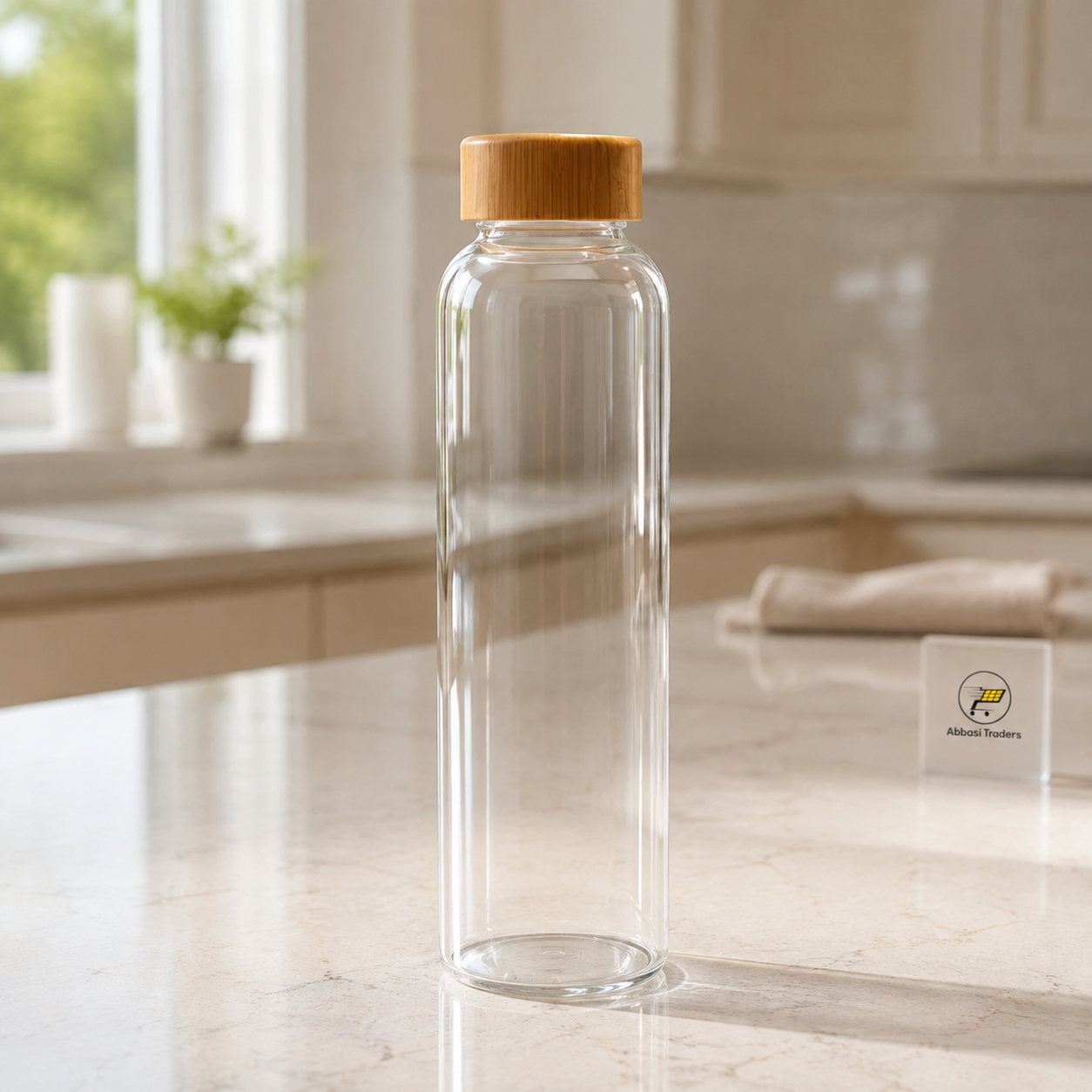 Borosilicate Glass Bottle with Bamboo Lid – 500ml