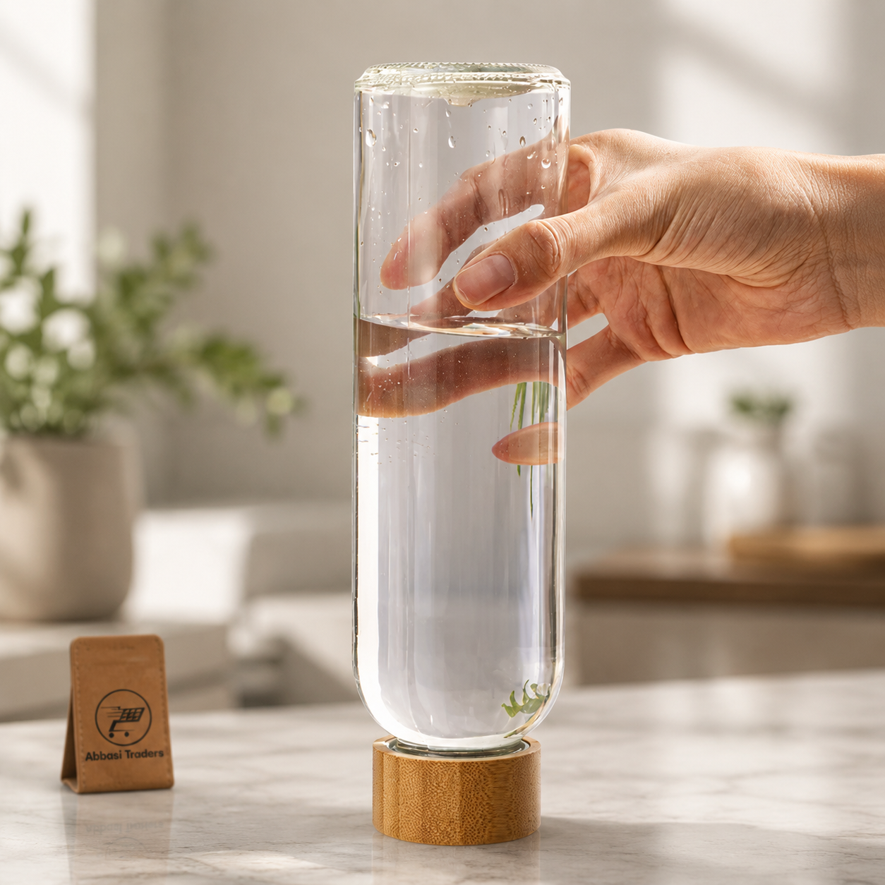 Borosilicate Glass Bottle with Bamboo Lid – 500ml