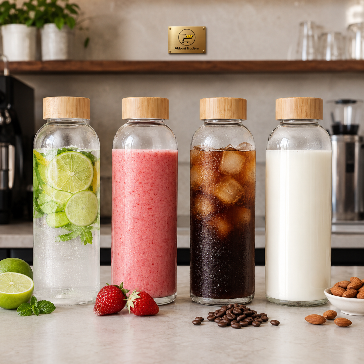 Borosilicate Glass Bottle with Bamboo Lid – 500ml