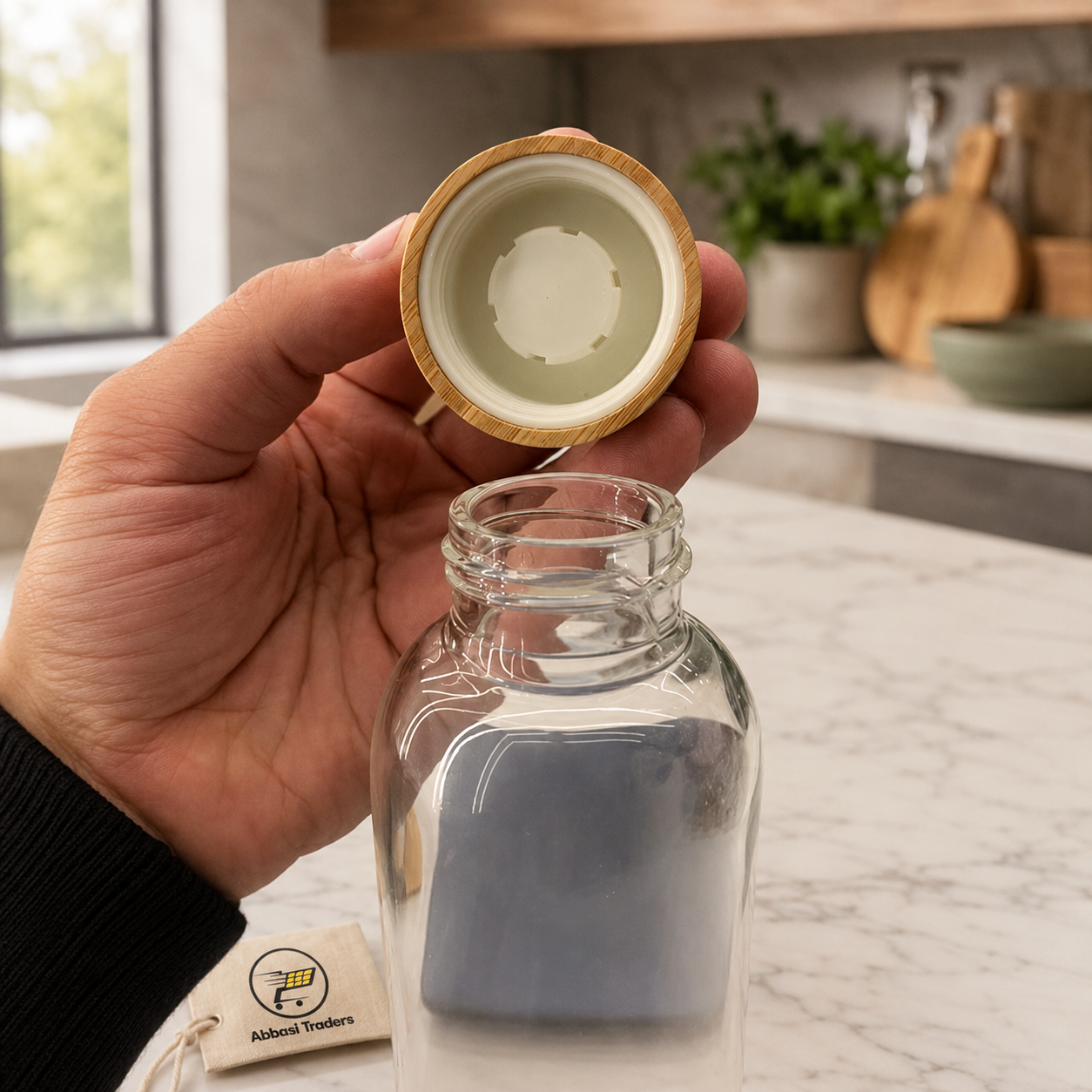 Borosilicate Glass Bottle with Bamboo Lid – 500ml