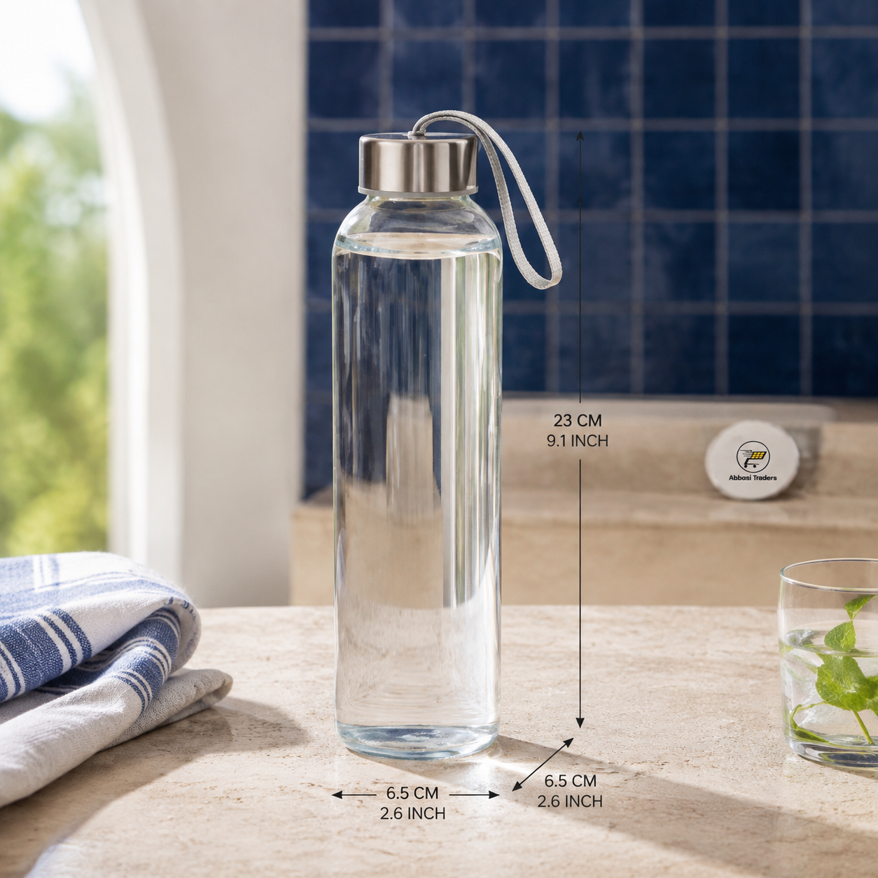 500ml Borosilicate Glass Water Bottle with Stainless Steel Lid